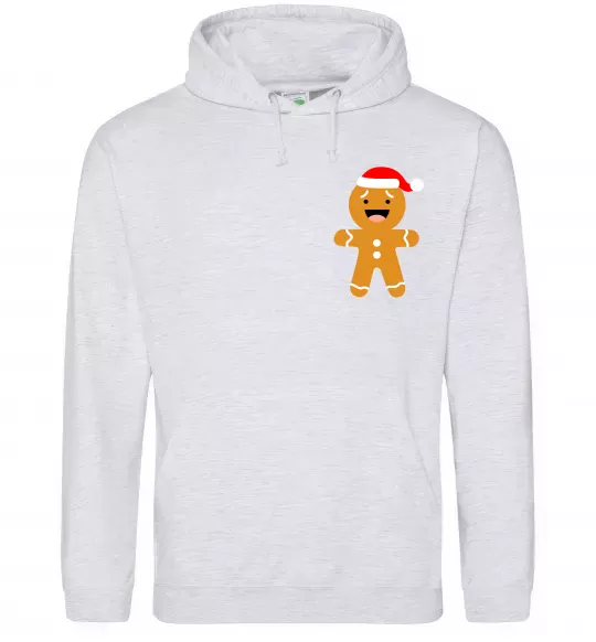 Чоловіча толстовка (худі) Новорічний пряник маленький Сірий меланж фото