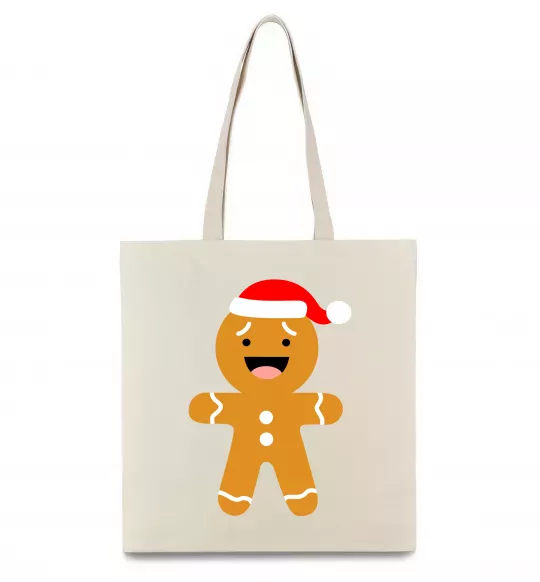 Еко-сумка Новорічний пряник маленький Бежевий фото