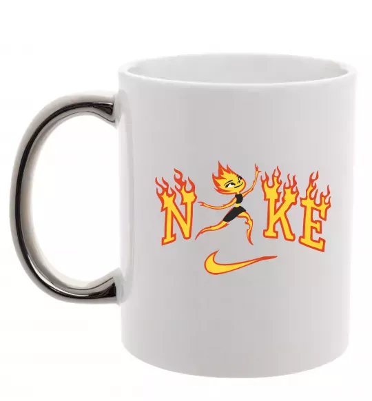 Чашка з кольоровою ручкою Стихії вогонь Срібло фото