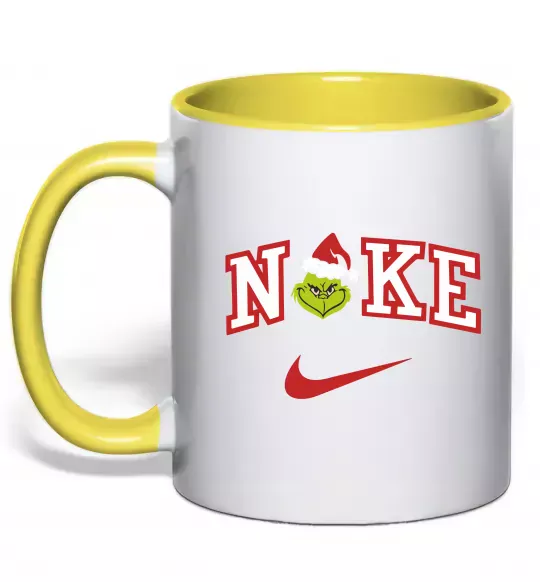 Чашка з кольоровою ручкою Грінч значок Сонячно жовтий фото