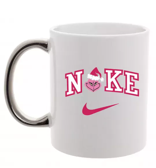 Чашка з кольоровою ручкою Грінч рожевий Срібло фото