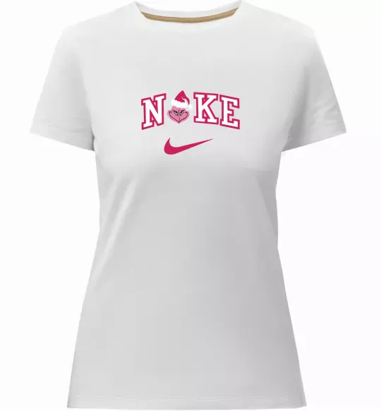 Жіноча преміум футболка Грінч рожевий Білий фото