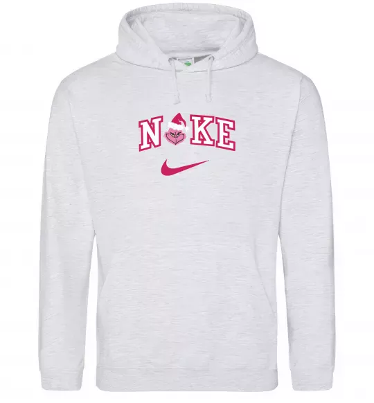 Мужская толстовка (худи) Грінч рожевий Серый меланж фото