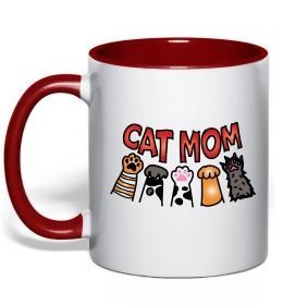 Чашка з кольоровою ручкою Cat mom лапки