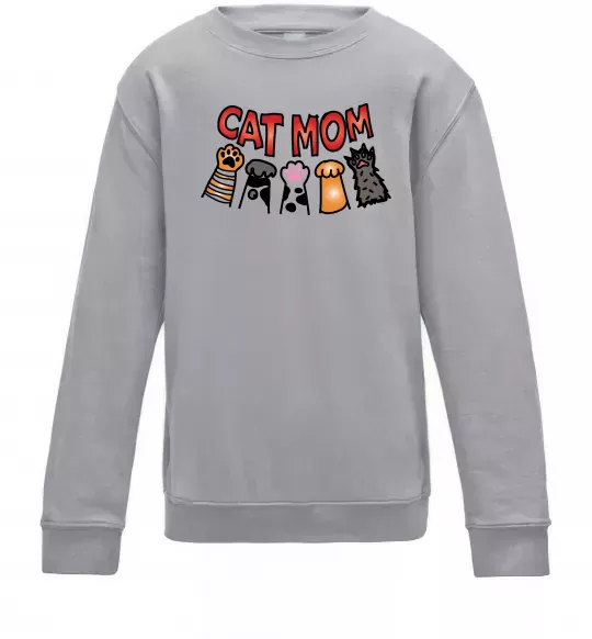 Детский Свитшот Cat mom лапки Серый меланж фото