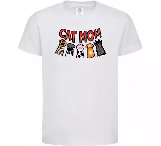 Детская футболка Cat mom лапки Белый фото