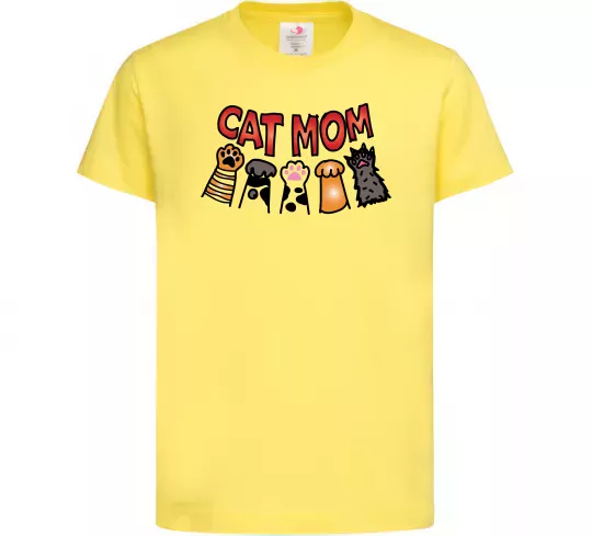 Детская футболка Cat mom лапки Лимонный фото