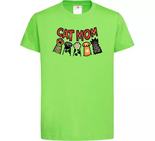 Детская футболка Cat mom лапки Лаймовый фото