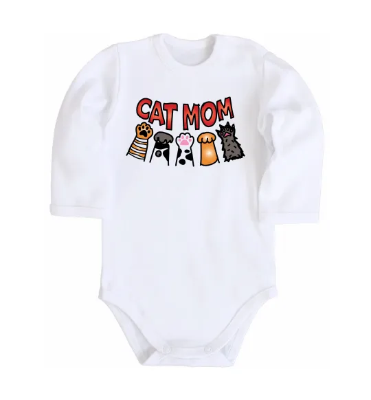 Дитячий бодік Cat mom лапки Білий фото
