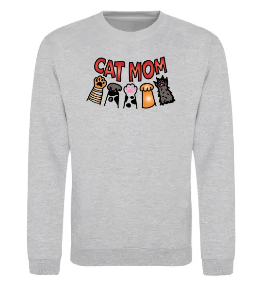 Свитшот Cat mom лапки Серый меланж фото