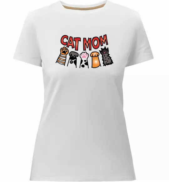 Женская премиум футболка Cat mom лапки Белый фото