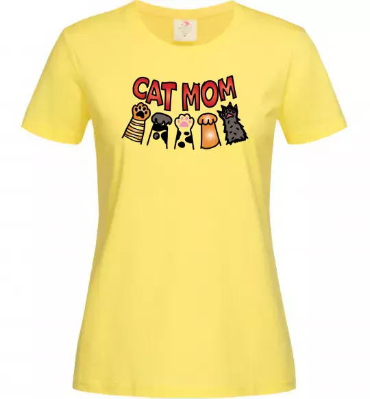 Женская футболка Cat mom лапки Лимонный фото