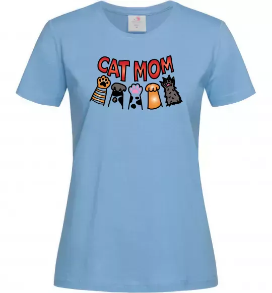 Женская футболка Cat mom лапки Голубой фото