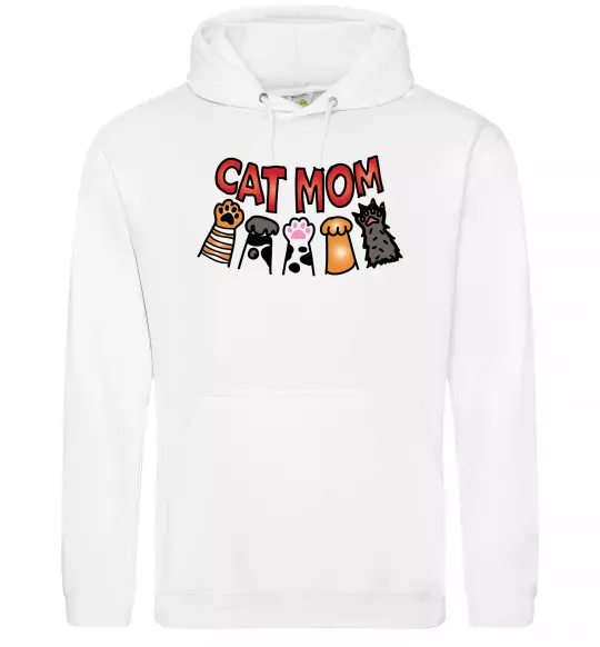 Женская толстовка (худи) Cat mom лапки Белый фото