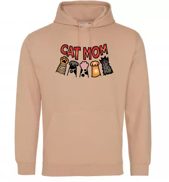 Женская толстовка (худи) Cat mom лапки Песочный фото