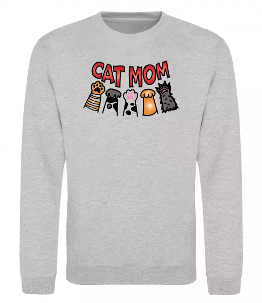 Світшот Cat mom лапки Сірий меланж фото