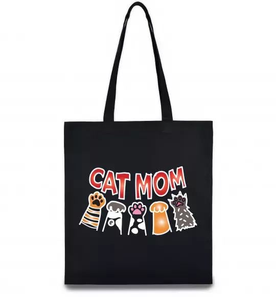 Эко-сумка Cat mom лапки Черный фото