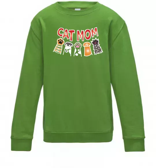 Детский Свитшот Cat mom лапки Лаймовый фото