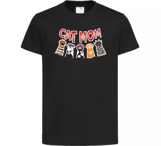 Детская футболка Cat mom лапки Черный фото