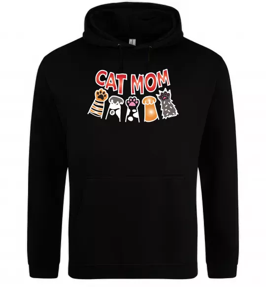 Женская толстовка (худи) Cat mom лапки Черный фото