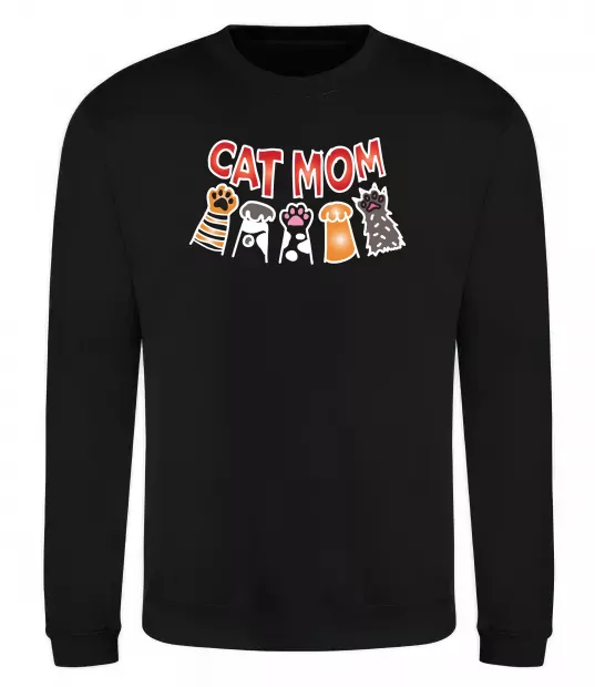 Світшот Cat mom лапки Чорний фото