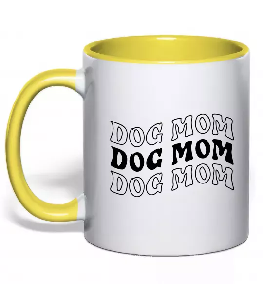 Чашка з кольоровою ручкою Dog mom Сонячно жовтий фото