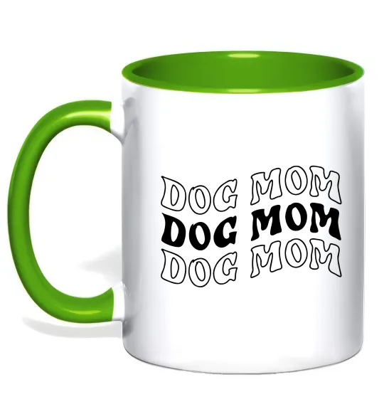 Чашка з кольоровою ручкою Dog mom Лаймовий фото