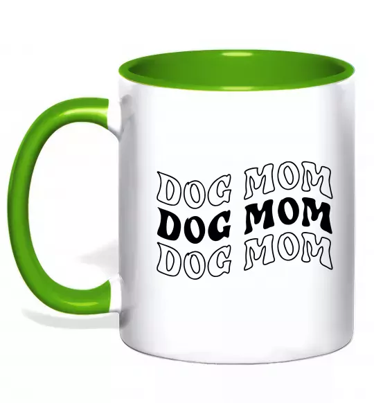 Чашка з кольоровою ручкою Dog mom Зелений фото