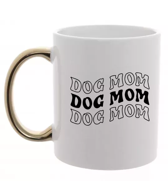 Чашка з кольоровою ручкою Dog mom Золото фото