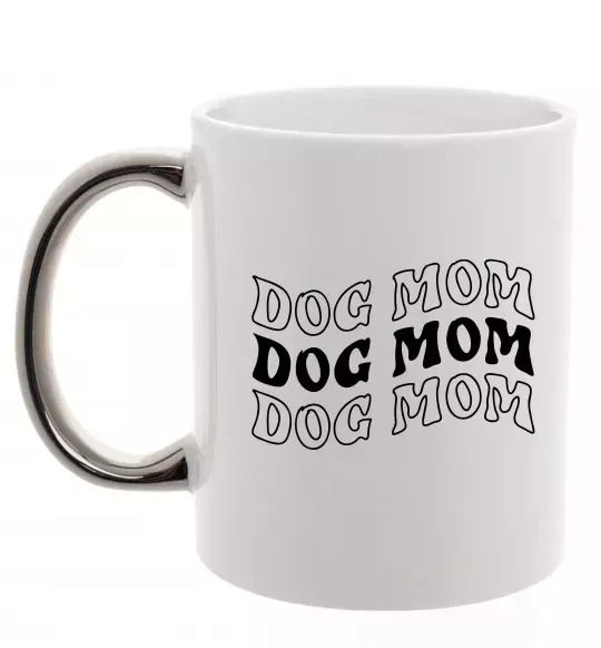 Чашка з кольоровою ручкою Dog mom Срібло фото