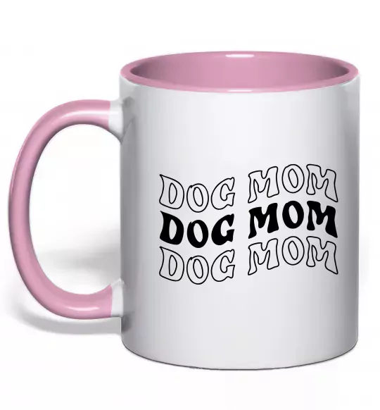 Чашка з кольоровою ручкою Dog mom Ніжно рожевий фото