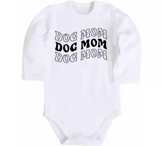 Дитячий бодік Dog mom Білий фото