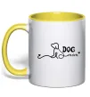 Чашка з кольоровою ручкою Dog mom line Лимонний фото