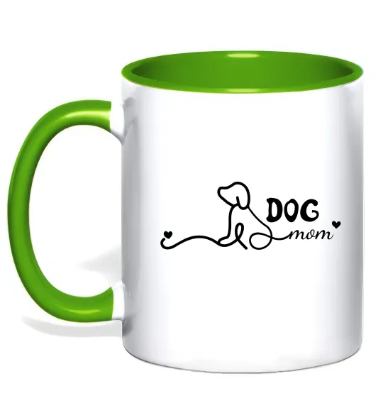Чашка з кольоровою ручкою Dog mom line Лаймовий фото