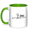 Чашка з кольоровою ручкою Dog mom line Лаймовий фото