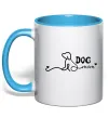 Чашка с цветной ручкой Dog mom line Голубой фото