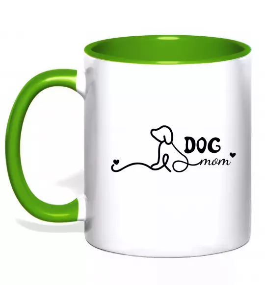 Чашка с цветной ручкой Dog mom line Зеленый фото