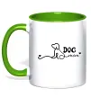 Чашка с цветной ручкой Dog mom line Зеленый фото