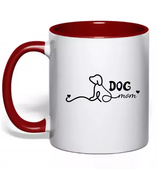Чашка с цветной ручкой Dog mom line Красный фото