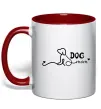 Чашка с цветной ручкой Dog mom line Красный фото
