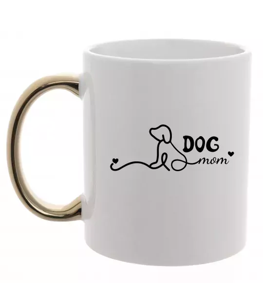 Чашка с цветной ручкой Dog mom line Золото фото