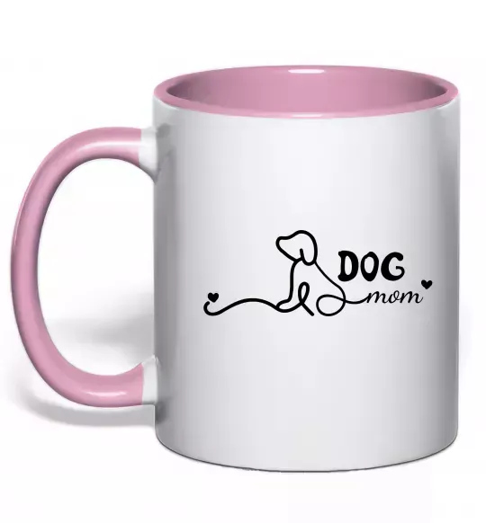 Чашка с цветной ручкой Dog mom line Нежно розовый фото