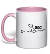 Чашка с цветной ручкой Dog mom line Нежно розовый фото