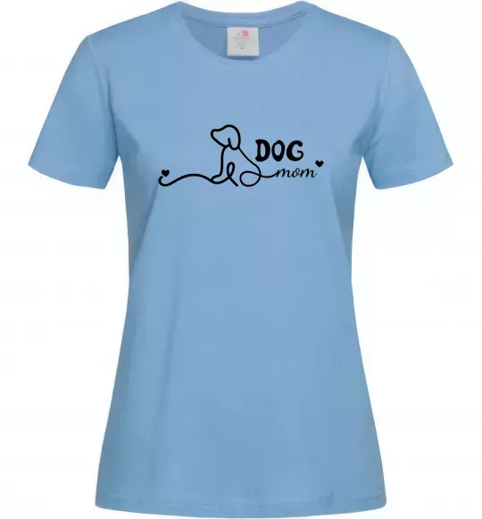 Женская футболка Dog mom line Голубой фото