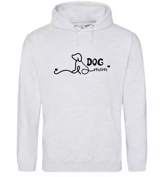 Женская толстовка (худи) Dog mom line Серый меланж фото