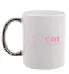 Чашка з кольоровою ручкою Cat mama pink Срібло фото