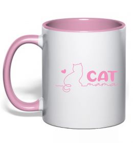Чашка з кольоровою ручкою Cat mama pink
