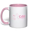 Чашка з кольоровою ручкою Cat mama pink Ніжно рожевий фото