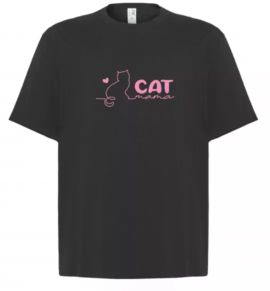 Футболка Оверсайз Cat mama pink Черный фото