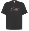 Футболка Оверсайз Cat mama pink Черный фото